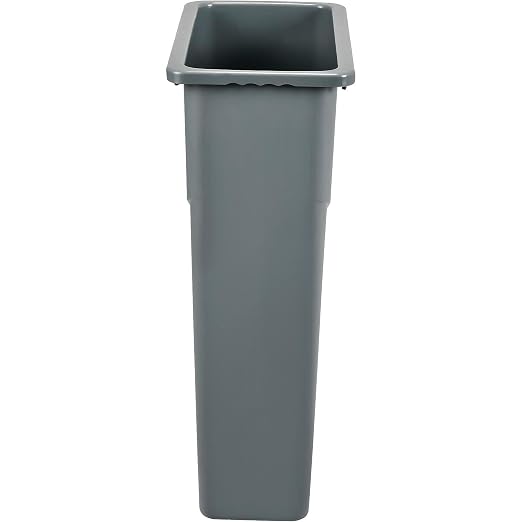 Global Industrial Slim Trash Container with Open Top, Plastic Construction, | 23 Gallon Capacity, 20"W x 11"D x 30"H, For Indoor Use, Lid Sold Separately, Gray