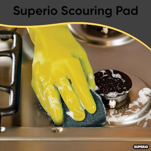 Scouring Pad Non-Scratching Scrubber Non-Scratch Cleaning Scrub Pads Heavy Duty Scouring Pad Reusable Kitchen Scrubbing Pad Pack of 12 Green, by Superio
