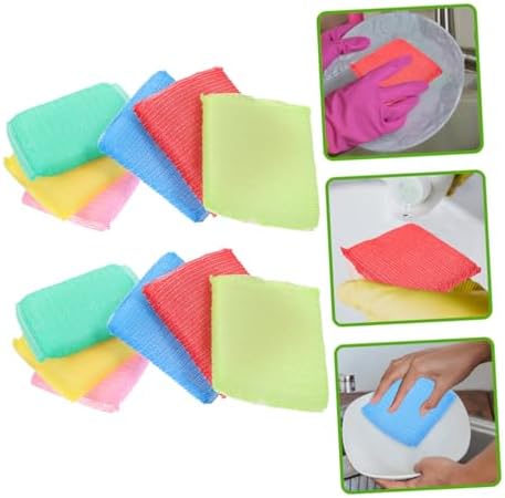KICHOUSE 24pcs Non-Scratch Nylon Dish Scrubber Pads Heavy Duty Reusable Cleaning Sponges for Dishes Pots and Pans Odor Gentle Dishware Multi- Use