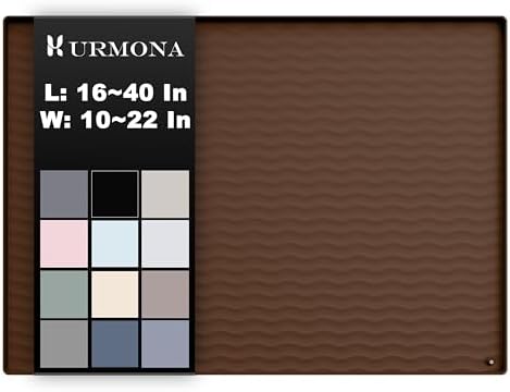 URMONA 31'' x 22'' Waterproof Silicone Under Sink Mat Cabinet and Counter Protector, Shelf Liner for Kitchen and Bathroom, Storage and Organizers, Litter Mat, Pet Cat Puppy Essentials(Brown)