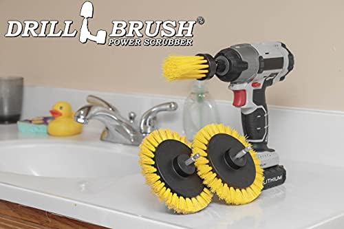 Tile and Grout Cleaning Drill Brush Set - Bathroom Scrub Brush for Drill | 3 pack Drill Brush Power Scrubber Cleaning Brush Yellow Medium Stiffness - Shower Floor Scrub Brush for Drill - Crevice Brush