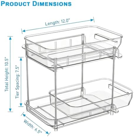 2-Tier bathroom cabinet organizer, bathroom organizers and storage with Adjustable Removable Dividers,Under Sink Organizing,Under Sink and Pull-Out Cabinet Organizer for Kitchen and Pantry Storage