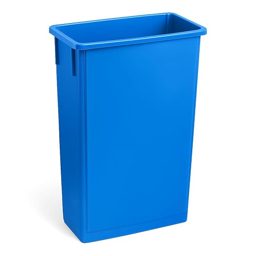 23 Gallon Slim Recycle Bin – Space-Saving Rectangular Recycling Container with Handles, Durable Plastic, Stackable Design for Office, School, Restaurant & Home Use (Blue)