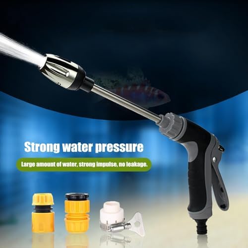 Aquoxis Pressure Washer, 15X More Powerful Extreme Water Pressure Tool with Steel Power, Qinux Aquoxis Sprayer for Waterpipe, High Pressures Water Jet with Foam Pot, Generic Aquaxis Aqui Grey E