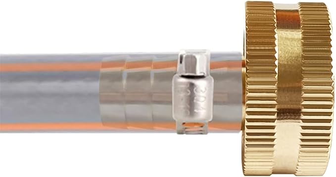 Uenede Brass 1/4" Barb to 3/4" GHT Female Garden Hose End Connector, 2PCS | Splicer Mender Repair Fitting Fit for 1/4"ID Garden Hose Includes Clamps
