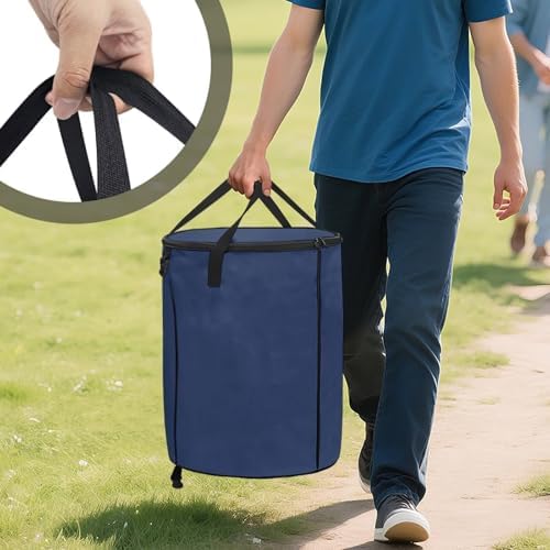 Navy Blue Camping Garbage Can Collapsible Rv Trash Can Perfect for Leaf Removal, Yard Clean-Up