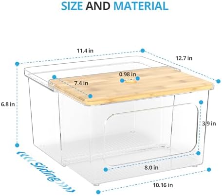Trash Bag Dispenser Roll Holder - Clear Garbage Bag Holder Dispenser with Bamboo Lid and Sliding Drawer Box, Trash Bag Holder for Kitchen, Under Sink, Laundry Room Organization and Storage