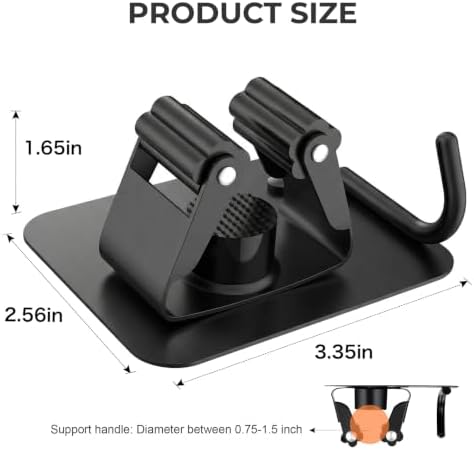 CUXIXA Mop and Broom Holder Wall Mount 4 Pack Broom Hanger Wall Mount | Upgraded Stainless Steel Broom and Mop Organizer Wall Hanging for Kitchen Bathroom Garden Garage Laundry Room (Black-4pcs)