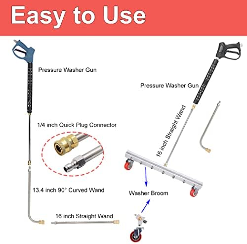 39 inch Water Broom Pressure Washer Surface Cleaner 4000 Psi Power Broom Sweeper with 7 Nozzles 2 Extension Wand for Concrete Driveway Sidewalk Deck, Roof Floor Cleaning (39 INCH)