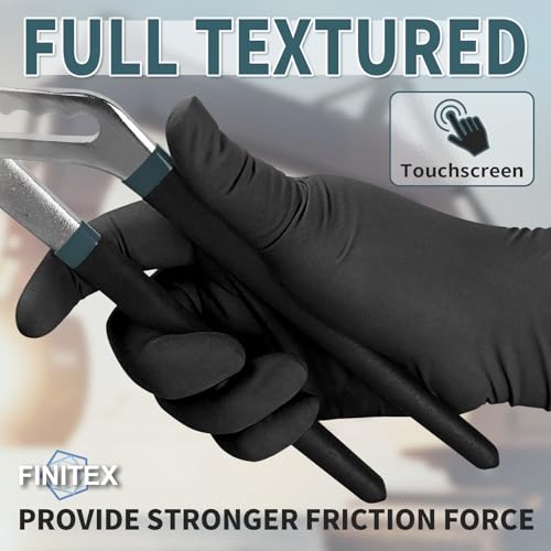 FINITEX - Black Nitrile Disposable Gloves, 5mil, Powder-free, Medical Exam Latex-Free 100 PCS For Examination Home Cleaning Food Glove (Medium) (Pack of 3)
