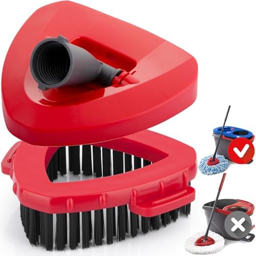 Scrub Brush & Mop Base Replacement for O-Cedar RinseClean 2-Tank System | Includes 1 triangle base and hard-PP mop scrubber brush head; 180-degree swivel tackles soap scum. Not for EasyWring 1-Tank.