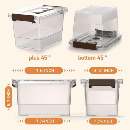 8 Pack Plastic Storage Latch Bins, 4 Quart Clear Plastic Handle Box with Lids and Handle, Multi-Purpose