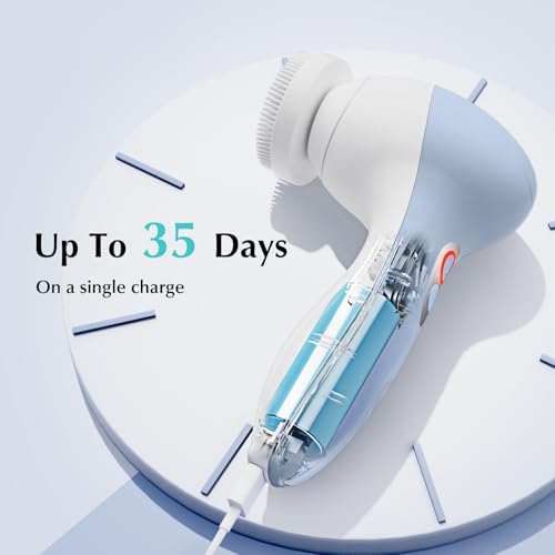 COSLUS FBX04 Facial Cleansing Brush Scrubber, 3-in-1 Bi‑Directional Spin | Electric Spin Brush for Removing Blackhead, Exfoliating, Massaging, Type-C Rechargeable, 3 Speeds, Waterproof, Men Women Blue