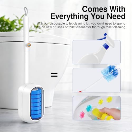 Disposable Toilet Brush Refills 35 Pack, Pre-Inserted Cleaning Heads with Toilet Bowl Brush, Deep Cleaning Scrubbers for Bowl Rim and Corners, Effective Stain Removal