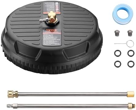 VEVOR 15 Inch Pressure Washer Surface Cleaner, 4000 PSI Universal Power Washer Accessory with 2 Extension Wands and 1/4 Inch Quick Connect, Concrete Cleaner for Driveway, Patio, Floor Cleaning | Power Accessory with 2 Extension Wands and 1/4 Inch Quick...