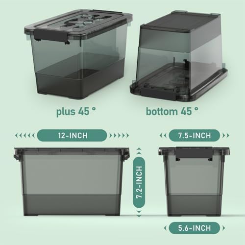 8-Pack Clear Black Plastic Storage Bins with Lids/Handles, 7 Quart Latch Organizer Boxes, Stackable Storage Containers for Organizing