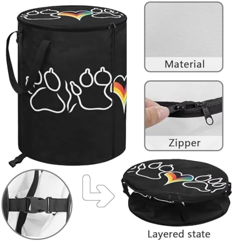 Paw Print Camping Garbage Can Collapsible Rv Garbage Can for RV's, Camping, Recycling, Yard Waste, Leaf Bag, Children Toy Bin (Trash)