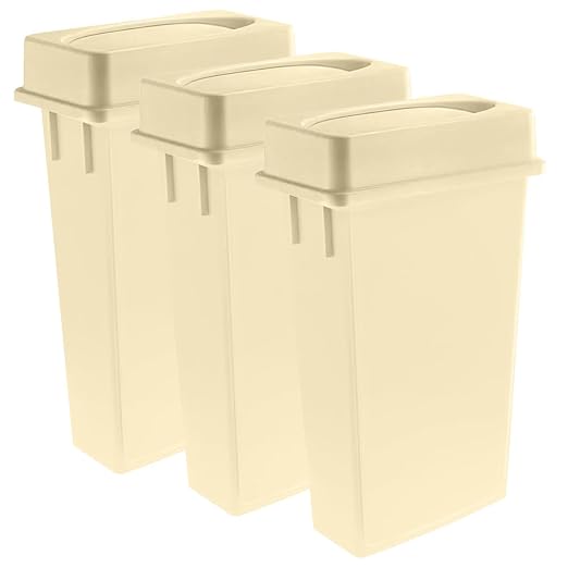 3 pack 23 Gallon Waste Bin with Swing Lid, Heavy-Duty Trash Can, Slim Rectangular Garbage Bin, Durable Waste Container, Recycling Bin, Plastic Wastebasket for Kitchen, Garage, Restaurants, Office