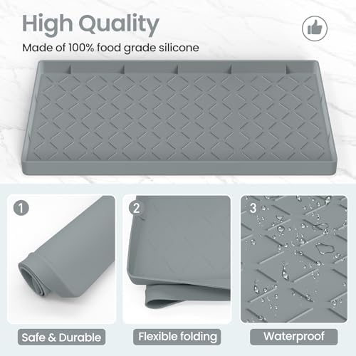 Mateeylife Under Sink Mat Kitchen Waterproof，Silicone Sink Tray 28"X19" | Under Sink Organizer Cabinet Shelf Protective Liner, Multi-use Silicone Mat for Boot Tray & Litter Mat, Bronze