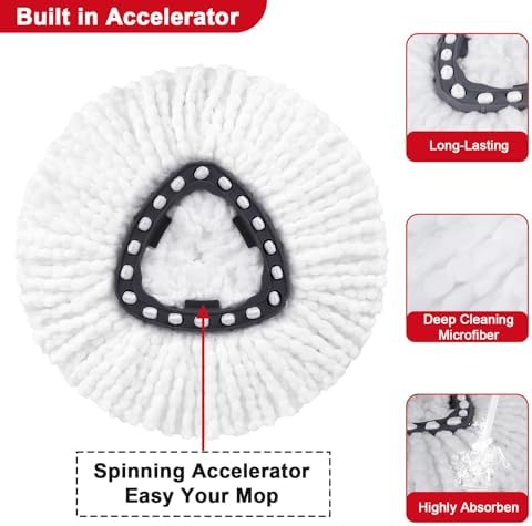 10 Pack Spin Mop Replacement Head Mop Refill Compatible with Ocedar Triangle Swivel Mops Microfiber Swivel Mop Refill,Deep Clean,Machine Washable and Easy to Replace