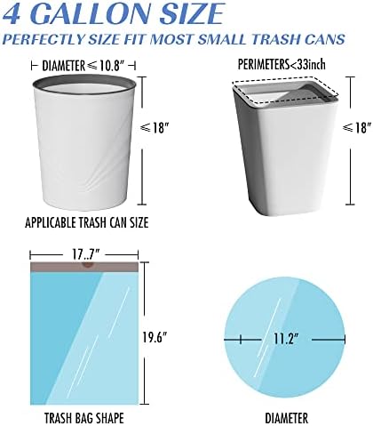 JOYEUX 4 Gallon Small Trash Bags, No-Tearing Drawstring Garbage Bags for Bathroom Kitchen, Beachside Breeze Scent, 60 Count | Wastebasket Bag for Bathroom Kitchen, Beachside Breeze Scent, 60 Count