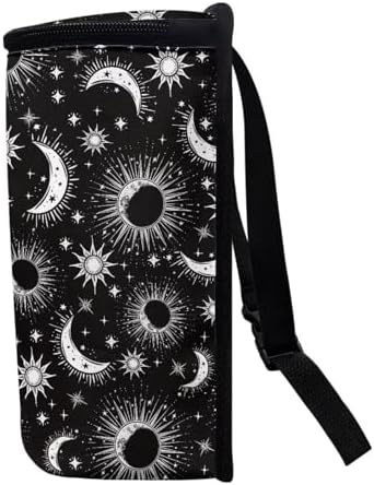 Celestial Sun Moon Stars Print Trash Can for Car Leakproof Garbage with Lid and Zipper Trash Bin Hanging Back of Seat Auto Interior Accessories Universal Fit Most Truck SUV Van
