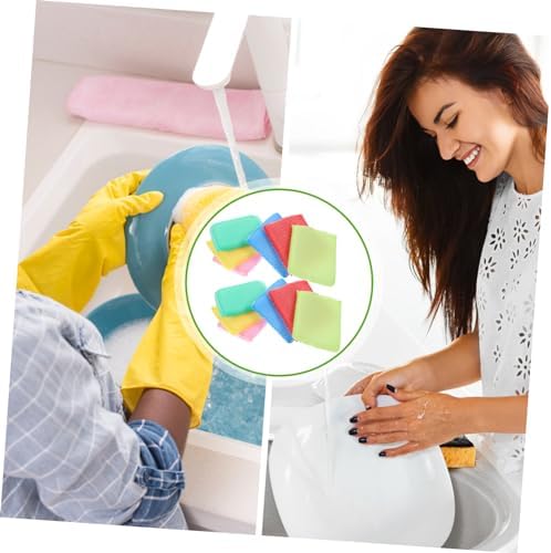 12pcs Non Scratch Kitchen Scrub Sponges with Powerful Cleaning Soft Flexible Nylon Material Small Pads for Dishes and Hard Surfaces Safe and Cleaning Scrubber