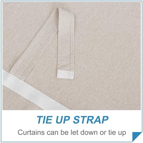 RYB HOME Linen Blended French Door Window Curtains, Tricia Door Shades | Farmhouse Home Decor, No Drill, Room Darkening, Privacy, Portable for Patio/Office/Classroom, W26 x L72, Khaki, 1 Panel