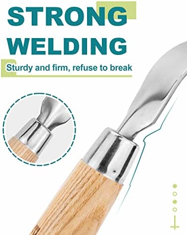 Dandelion & Crack Hand Weeder Puller with Solid Wood Handle | Manual Weed Digger Tool, Easily Pull & Dig to Remove Weeds with Roots, Hard Solid Wood Handle for Garden Lawn Yard Weeding