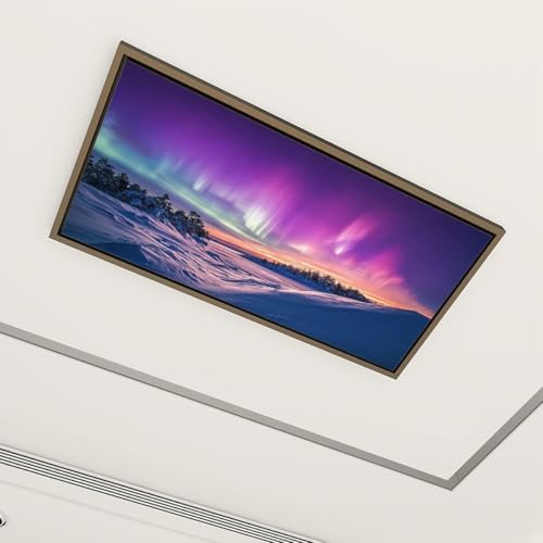4 Pack Fluorescent Light Covers for Ceiling Lights snowy mountains starry Fantastic Winter Magical Landscape snowy Decorative Magnetic Fluorescent Light Filters for Classroom Office Home 4x2 ft