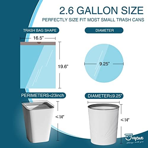 JOYEUX 2.6 Gallon Small Trash Bags, No-Tearing Drawstring Mini Garbage Bags | Wastebasket Bag for Bathroom Kitchen, Beachside Breeze Scent, 66 Count