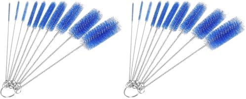 CiaraQ Bottle Cleaning Brushes, 8 Inch Nylon Tube Brush Set, Cleaner for Narrow Neck Bottles Cups with Hook, Set of 10pcs. (Pack of 2)