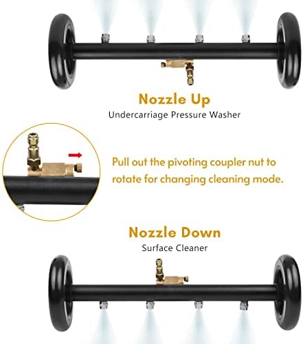 YUYTE 16 Inch 2-in-1 Undercarriage Pressure Washer Surface Cleaner Attachment, Water Broom for Car Chassis and Driveway Ground Cleaning