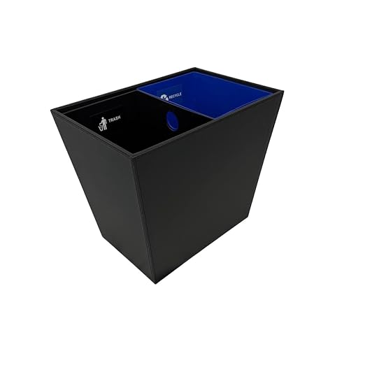 Dual Chamber Recycling & Trash Waste Bin 14.5" x 9" x 12" 22.5 Quarts (Black)
