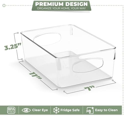 Sorbus Fridge Organizers and Storage, Clear Bins (Large, 10 Pack) | Plastic bin with easy access for cabinets, packaged food, produce and household supplies; contents stay visible for sorting