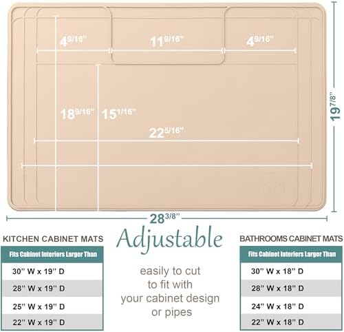 The Original Under Sink Mat - Silicone Waterproof mat, Trimmable, Easy to Clean, Kitchen cabinet liner, Under sink protector mats, Drip Tray with Lip - 28" x 19" or smaller