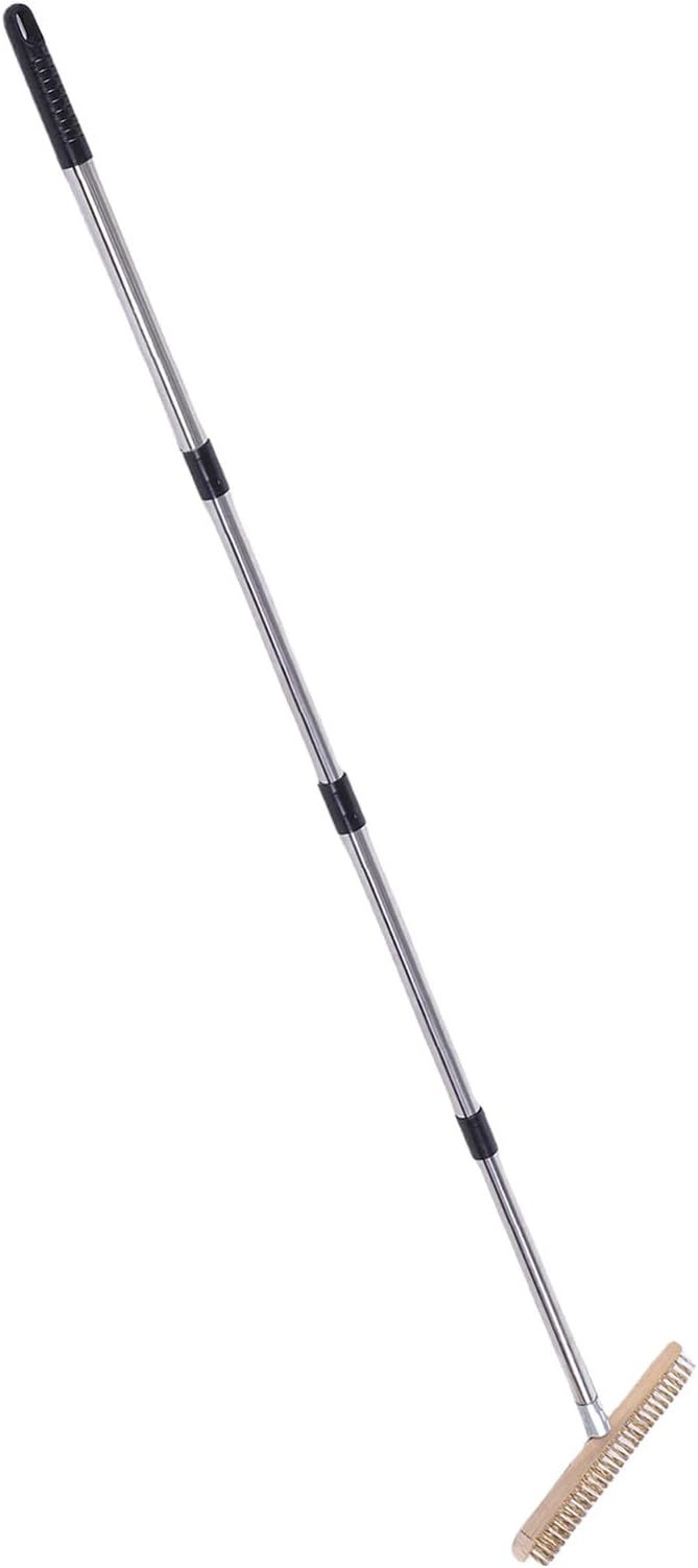 Zerodis Brushes Scrub Brush Outdoor Tool Deck Brush with 48.8 Inch Adjustable Handle Moss Grime Remover for Patio Concrete Garage Floors Stainless Steel Wire Stainless (30cm / 11.8in)