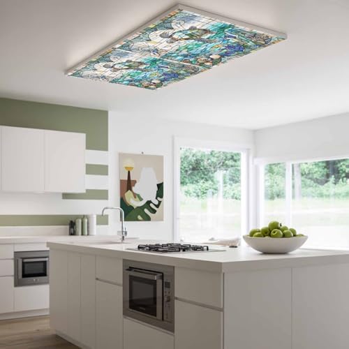 Vintage Window Grille Fluorescent Light Covers Turtle Coral Underwater World Magnetic Light Filters Ceiling Lighting Panel Shade for Classroom Office Home 2 x 4 ft, 3 Pack