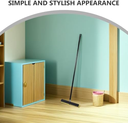 Heavy Duty Outdoor Push Broom with Pp Bristles for Concrete and Floor Cleaning, 80cm Long Handle Yard Broom for Driveway and Patio Sweeping