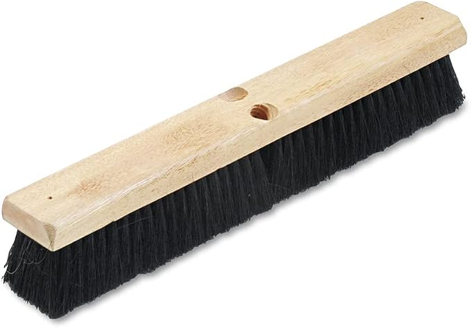 Boardwalk 18" Push Broom Head, 2.5" Black Tampico Fiber Bristles, Rectangular, Industrial Floor Brush, Hardwood Block, 2 Threaded Holes, Handles Sold Separately