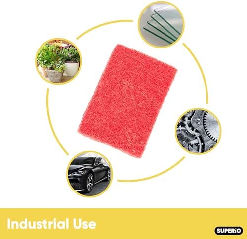 Scouring Pad Non-Scratching Scrubber Non-Scratch Cleaning Scrub Pads Heavy Duty Scouring Pad Reusable Kitchen Scrubbing Pad Pack of 21 Red, by Superio
