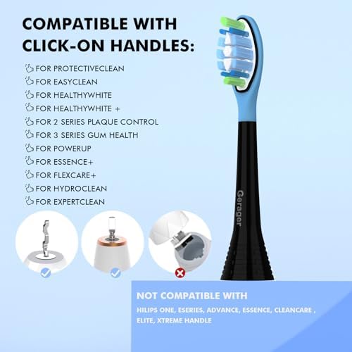 Replacement Toothbrush Heads for Philips Sonicare Toothbrush, 6 Pack Black | Tooth Brush Heads for C3 G3 W3 C2 G2 and More Click-on Handles
