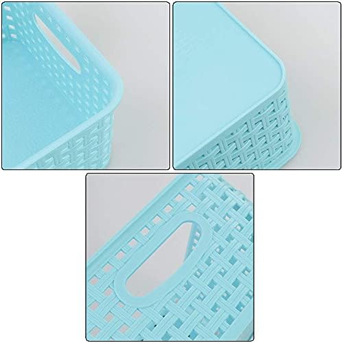 6-Pack Plastic Weave Rattan Basket Bin for Storage, Small Baskets