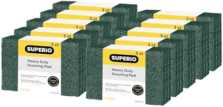 Scouring Pad Non-Scratching Scrubber Non-Scratch Cleaning Scrub Pads Heavy Duty Scouring Pad Reusable Kitchen Scrubbing Pad Pack of 30 Green, by Superio