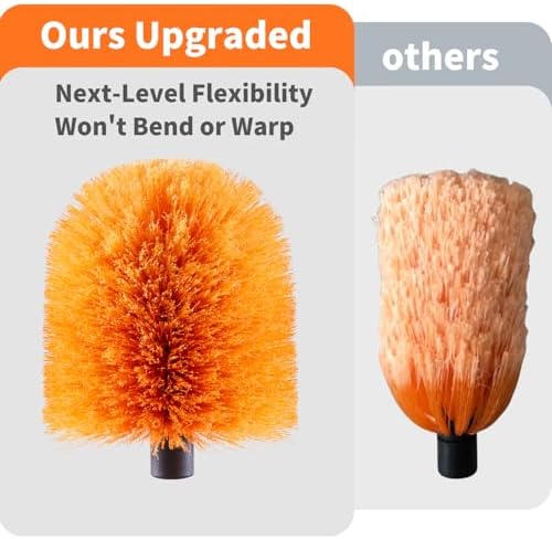 4 Pack Screw on Webster Cobweb Duster Head for Pole,Spider Web Brush, Cobweb Duster Head Attachment,Fits Standard 3/4 inch Threaded Poles (4, Orange)