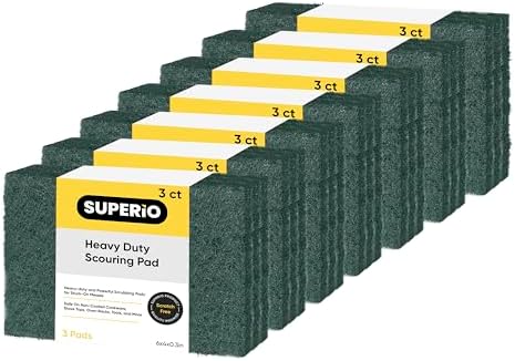 Scouring Pad Non-Scratching Scrubber Non-Scratch Cleaning Scrub Pads Heavy Duty Scouring Pad Reusable Kitchen Scrubbing Pad Pack of 21 Green, by Superio