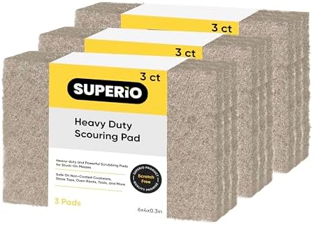 Natural Scouring Pad Non-Scratch Sisal Plant Based Scrubber Cleaning Scrub Pads, Eco-Friendly Reusable Kitchen Scrubbing Pad Pack of 9, by Superio