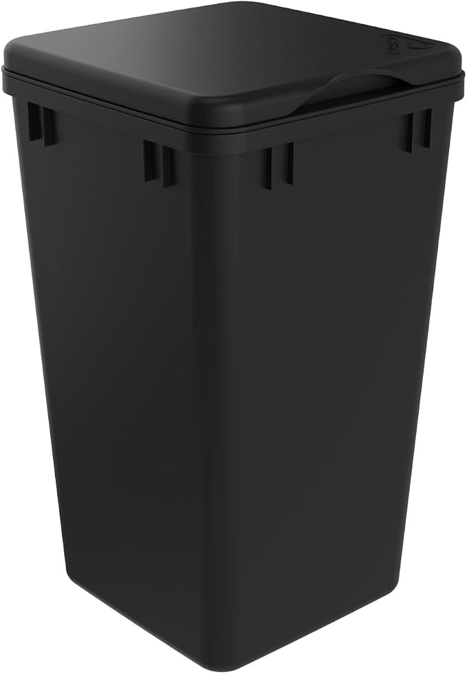 Rev-A-Shelf 27 Qt Under Sink Garbage Can Lid for Base Kitchen and Bathroom Cabinet, Replacement Plastic Trash Bin Lid Only, Black, RV-1024-LID-18-1