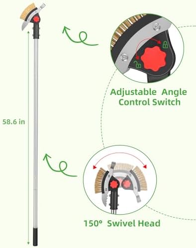 3-in-1 Crack Weeder Long Handle, Adjustable Crevice Weeding Tool with Stainless Steel Weed Brush and 2 Scrapers Weed Puller Tool for Driveway, Sidewalk, Lawn to Remove Weeds Moss Dirt (58.6")