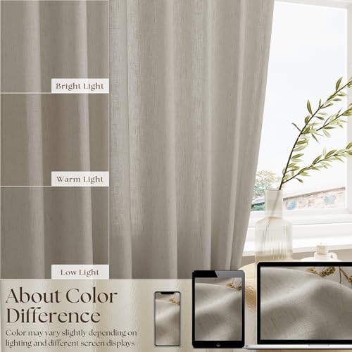 Linen Sheer Small Door Window Curtains for Kitchen Bathroom Privacy | Light Filtering, Door Curtain, Burlywood Birch, Farmhouse Rustic Drapes, 2 Panels, Dual Rod Pocket, 25W X 40L Inch